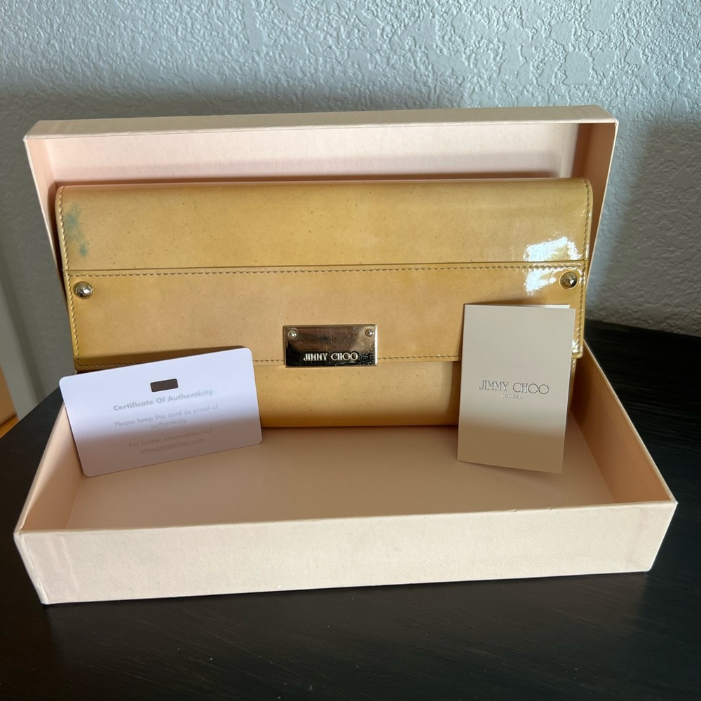 Jimmy Choo Patent Leather Tan Clutch